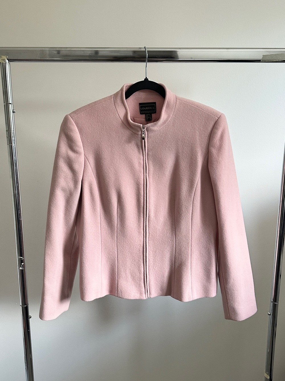 Louben II Blush Pink Wool Cashmere Blazer Full Zip Vintage Made In Canada Sz 8